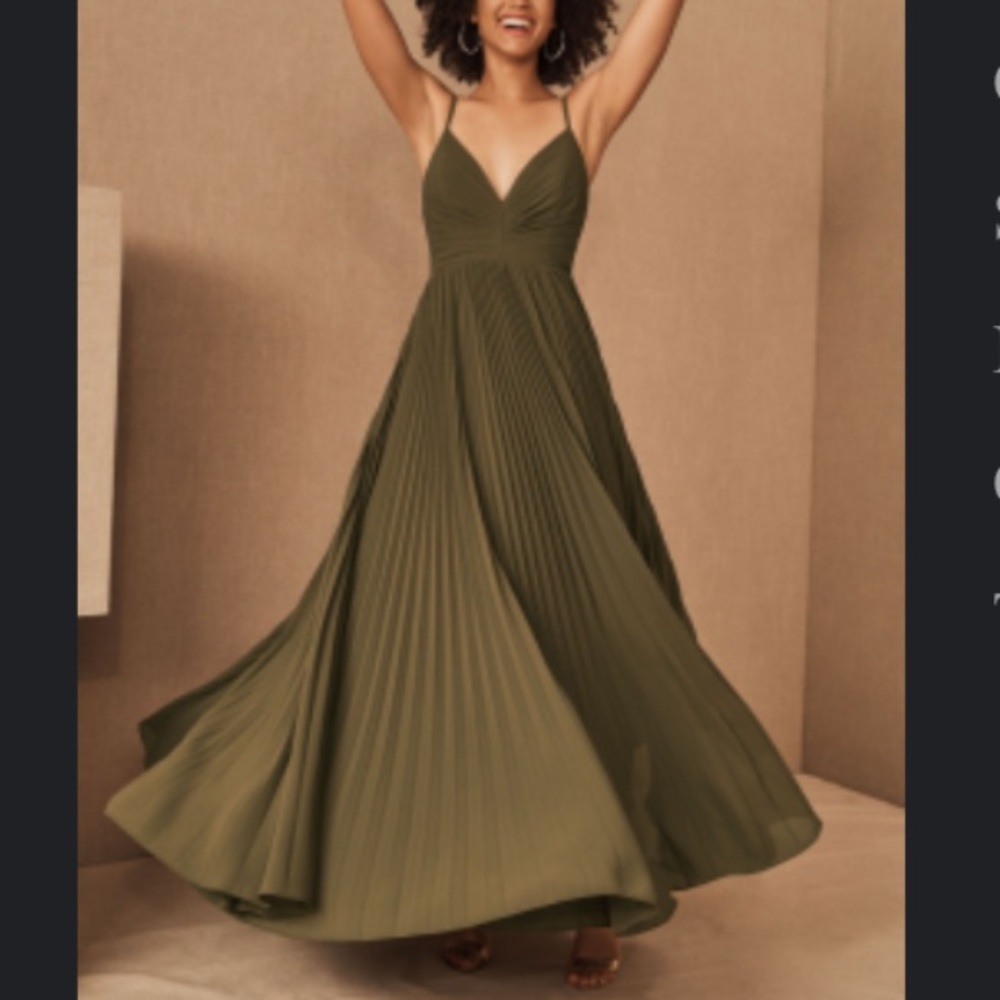 Bhldn/Anthropologie/ frame and partners olive Quinn dress